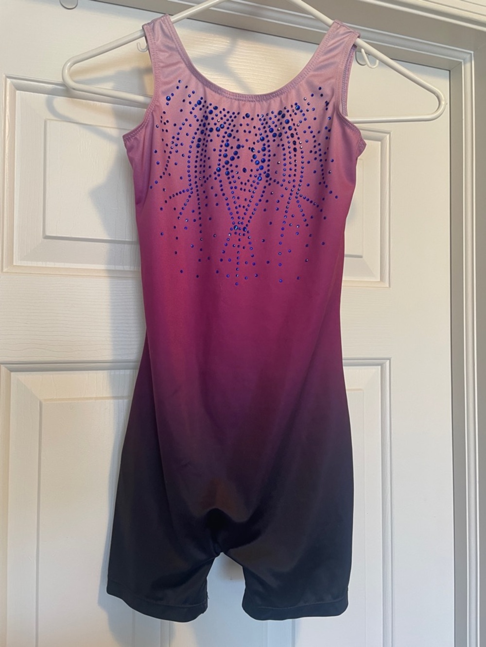 Purple Ombre Gymnastics Leotard with Blue Rhinestones